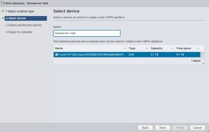 خطا در افزودن هارد به مجازی ساز esxi